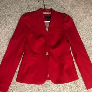 J Crew puff sleeve blazer in red